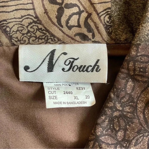 Vintage N Touch Brown Button Up Shirt Jacket Microfiber Patchwork Paisley XL - Picture 4 of 8